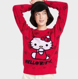Sanrio Hello Kitty Red Knit Graphic Crewneck Sweater Size 2X